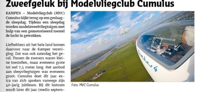 Artikel in de ‘de Brug’. Zweefgeluk bij Modelvliegclub Cumulus